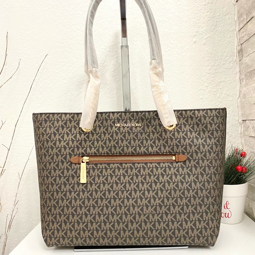 Michael Kors Jet Set Metallic Logo Chain Tote Bag